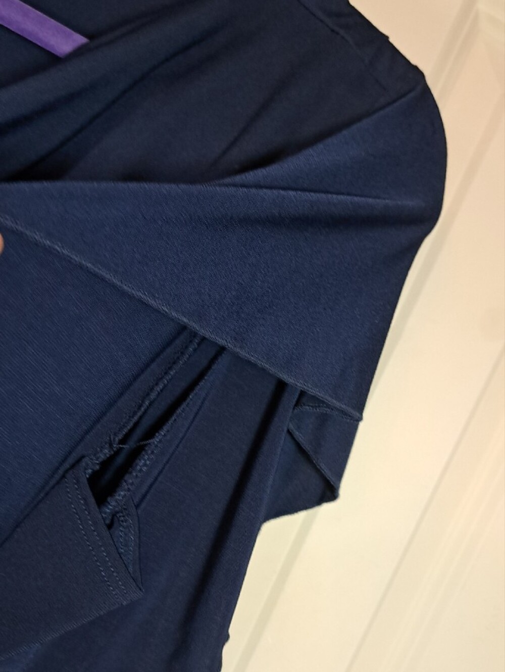 dressbarn Navy Floral Drape-Front Blouse - Picture 6 of 9